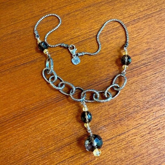 Beautiful Vintage Silpada 925 Sterling Silver Smoky Quartz & Citrine Necklace - Picture 1 of 13